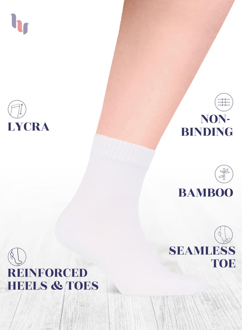 Hugh Ugoli Diabetic Socks for Men, Loose Ankle Socks Rayon, Extra-Wide, Thin, Seamless Toe and Non-Binding Top, 4 Pairs, White, Shoe Size: 11-13 - Image 3